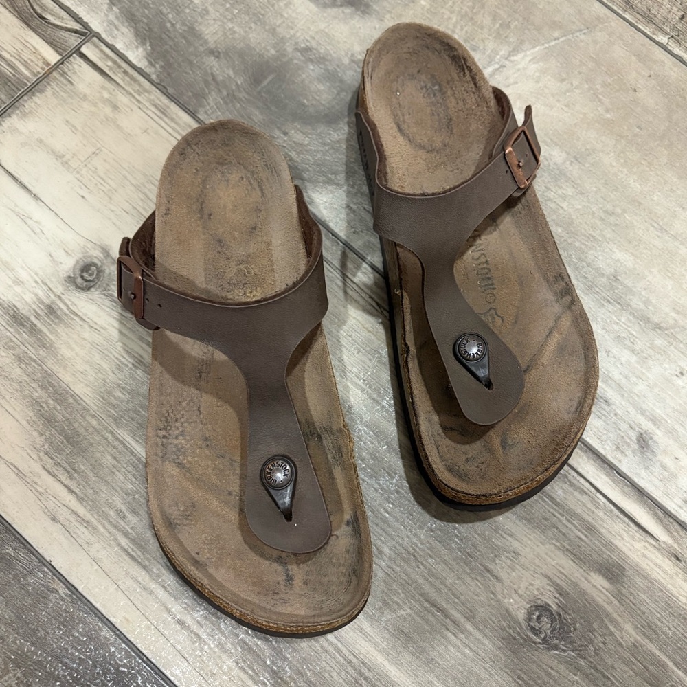 Birkenstock Brown Leather Gizeh Thong Sandals